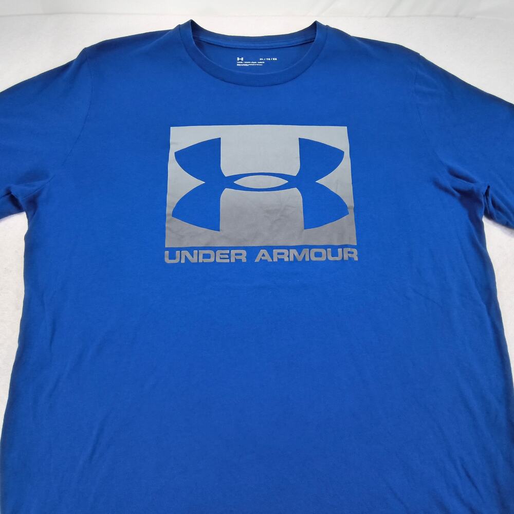 Under Armour Casual Crew Neck Short Sleeve Graphic T Shirt Mens Size XL Blue